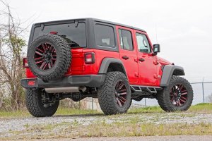 Jeep Wrangler Unlimited Contoured Drop Steps - Wheel-to-Wheel - Rough Country - Textured Black - '18-'25